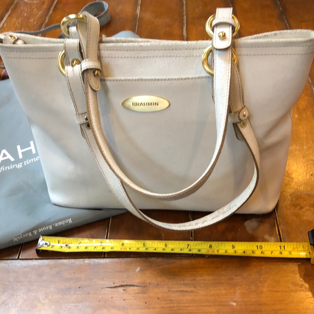 Nice Brahman suede like white leather bag! 12x9x4